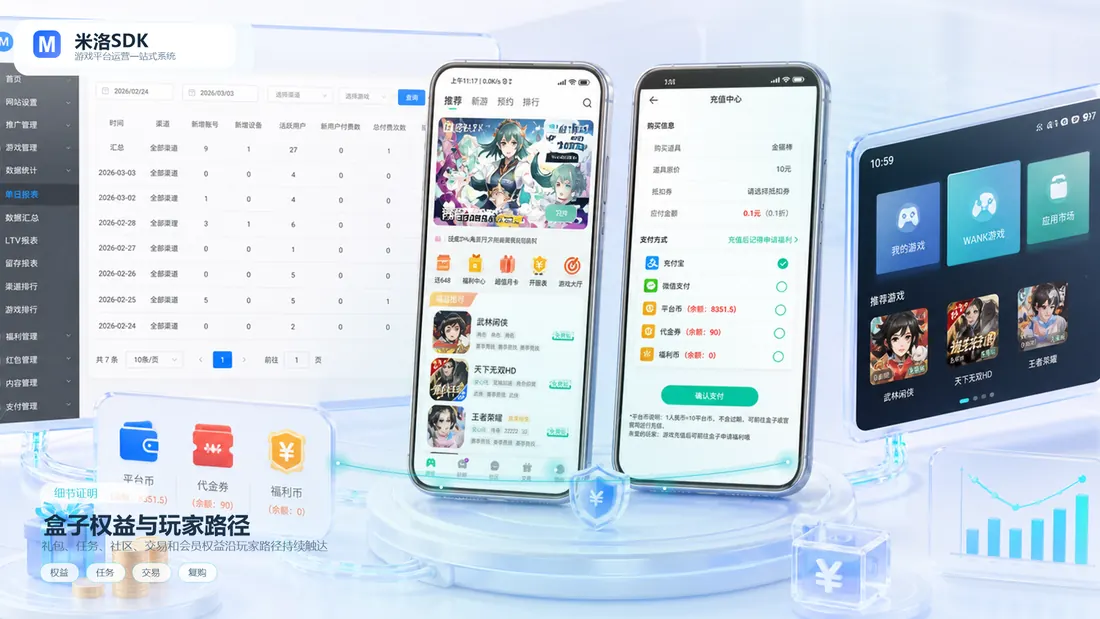 米洛SDK - 手游聚合发行与联运平台系统功能界面